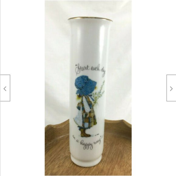Vtg 1973 Holly Hobbie 7" Flower Vase Start Each Day in a Happy Way Made in Japan - Picture 3 of 5